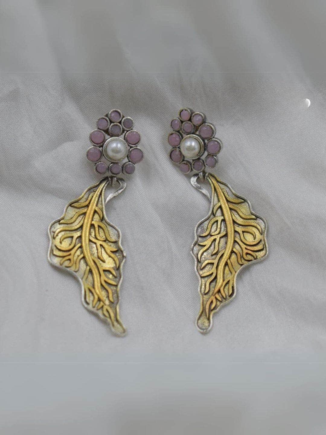 Ishhaara Oxidized Leaf Style Earrings