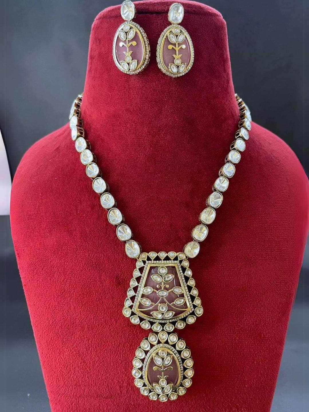 Ishhaara Light Pink Polki Pendant Necklace
