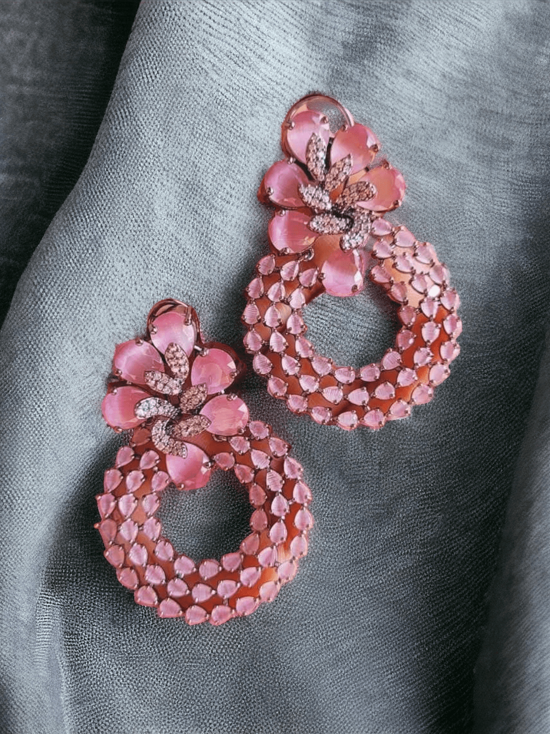 Ishhaara Round Colorful Glam Rhinestone Earrings