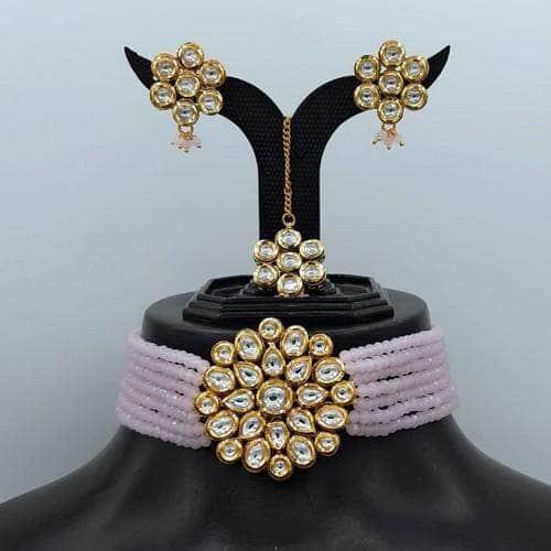 Ishhaara Round Kundan Patch Choker Necklace Set