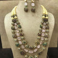 Ishhaara Stone Gunmetal Beads Necklace
