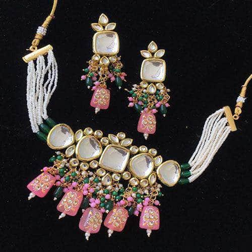 Ishhaara Sukhmani Gambhir In Square Kundan Moti Choker And Earring Set