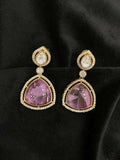 Ishhaara Light Pink Triangle American Diamond Stud Earrings