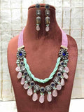 Ishhaara Twisted Color Necklace With White Stone