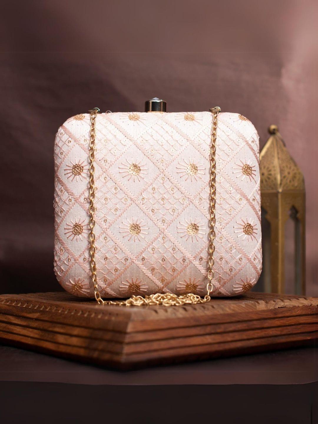 Ishhaara Womens Chicken Kari Embroidered Box Clutch
