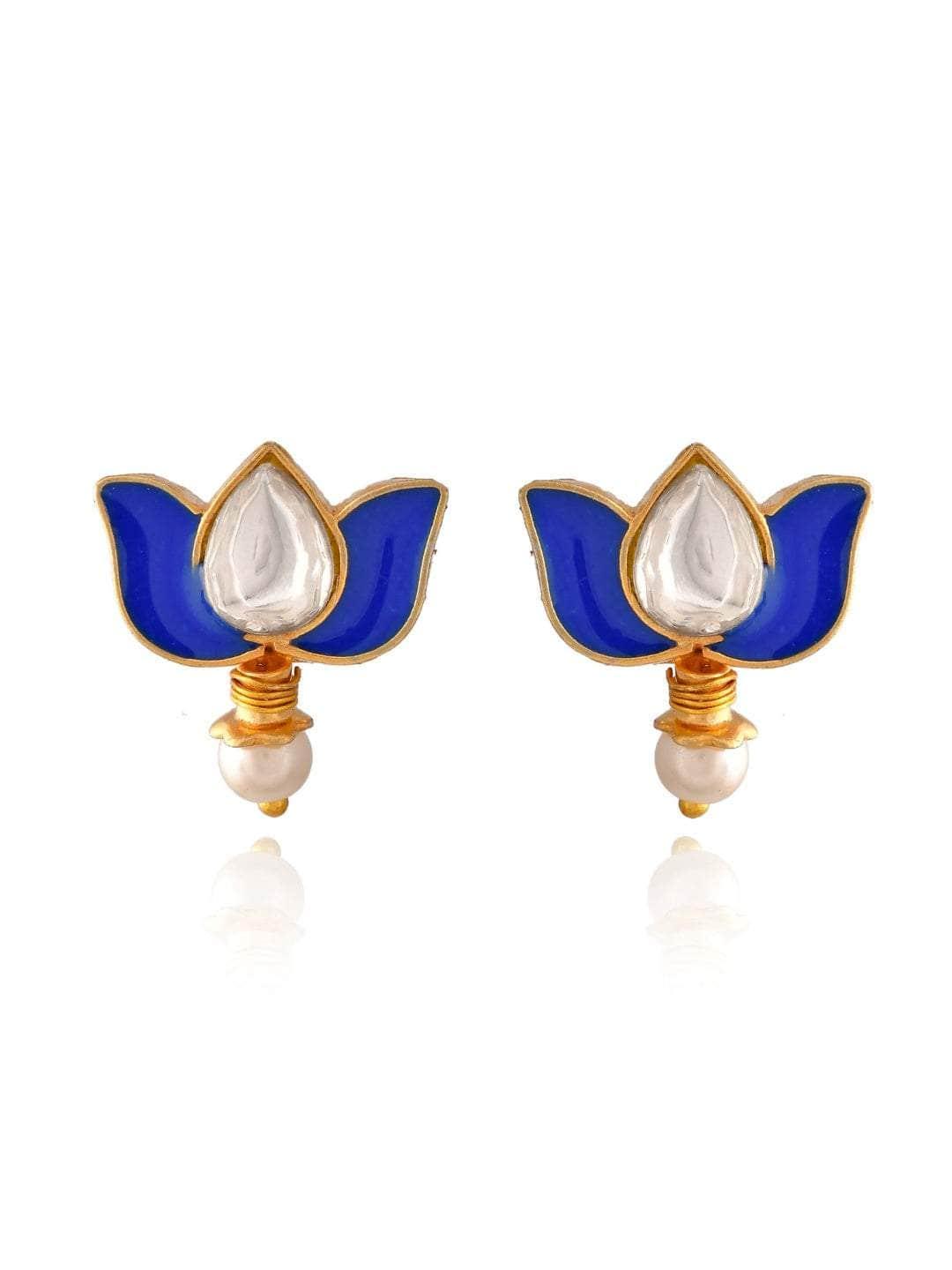 Ishhaara Lotus Motif Open Type Necklace Blue