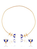 Ishhaara Lotus Motif Open Type Necklace Blue
