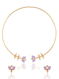 Ishhaara Lotus Motif Open Type Necklace Purple
