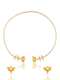 Ishhaara Lotus Motif Open Type Necklace Yellow