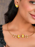 Ishhaara Lotus Motif Open Type Necklace Yellow