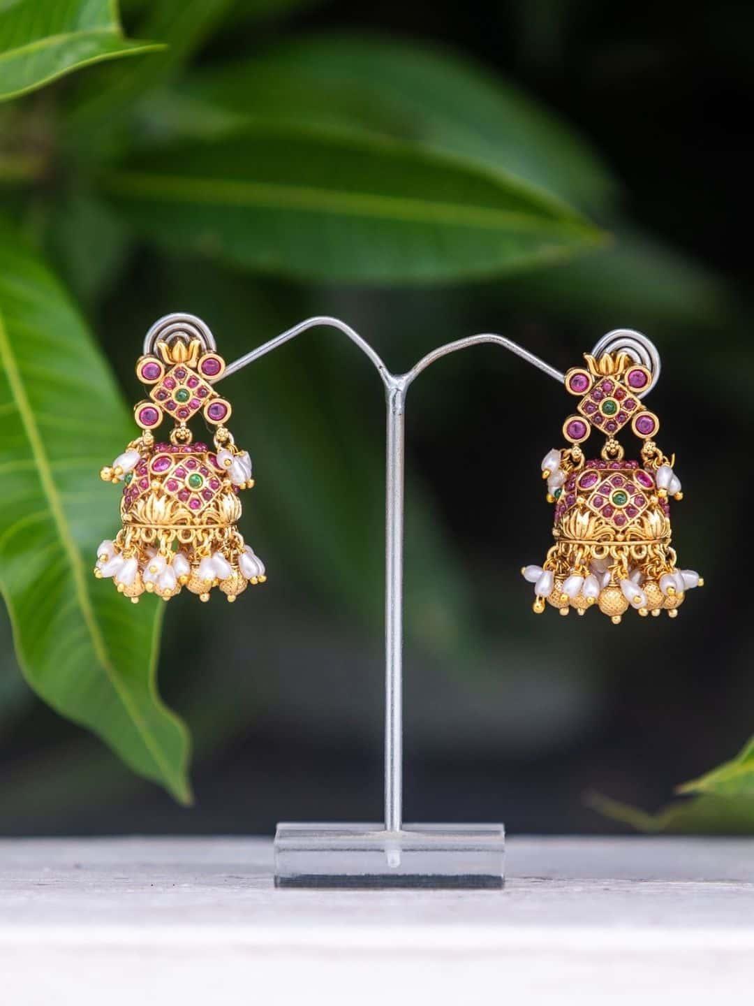 Ishhaara Lotus Rice Pearl Jhumka