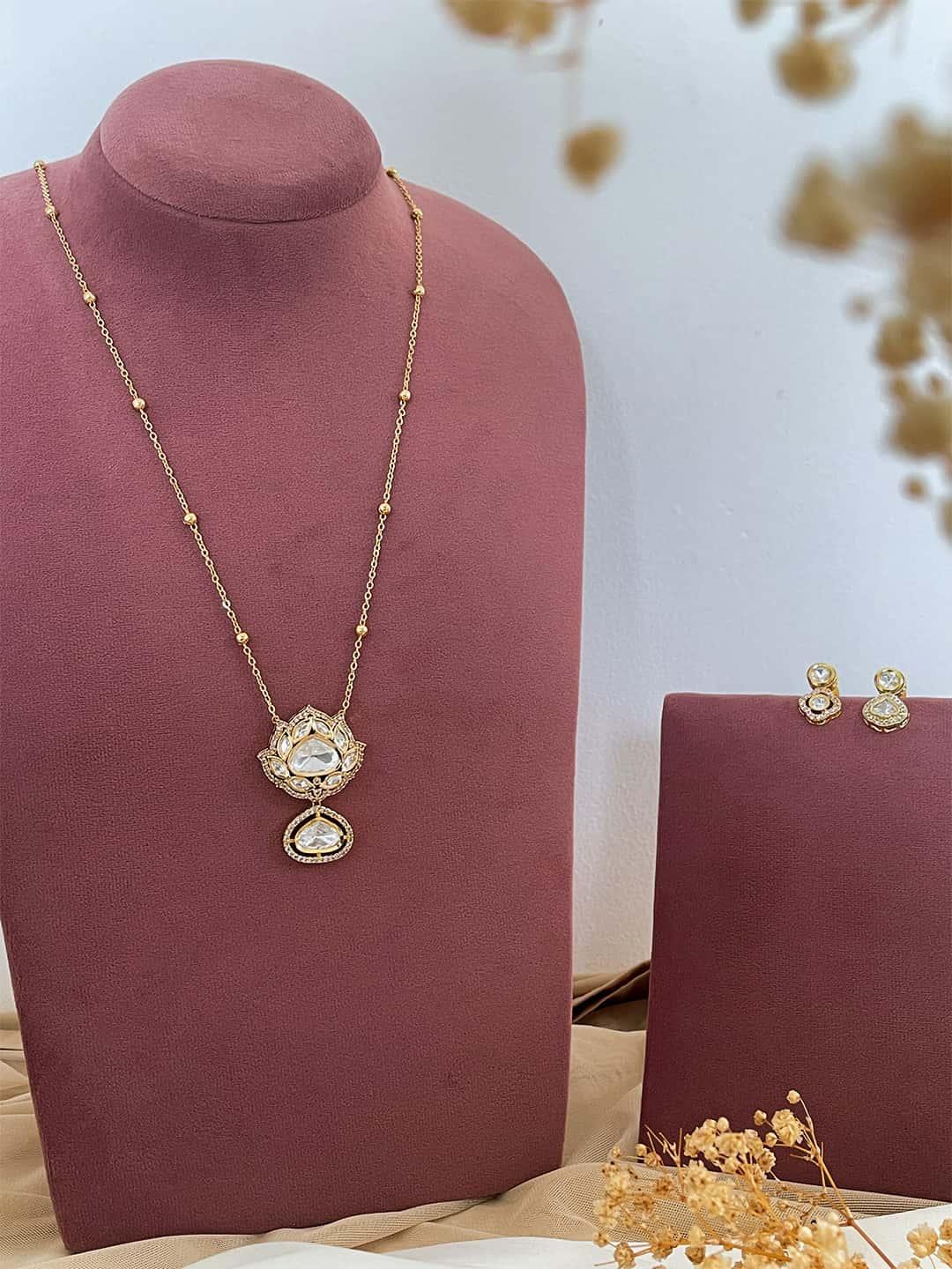 Ishhaara Lotus Shaped Dual Pendant Necklace