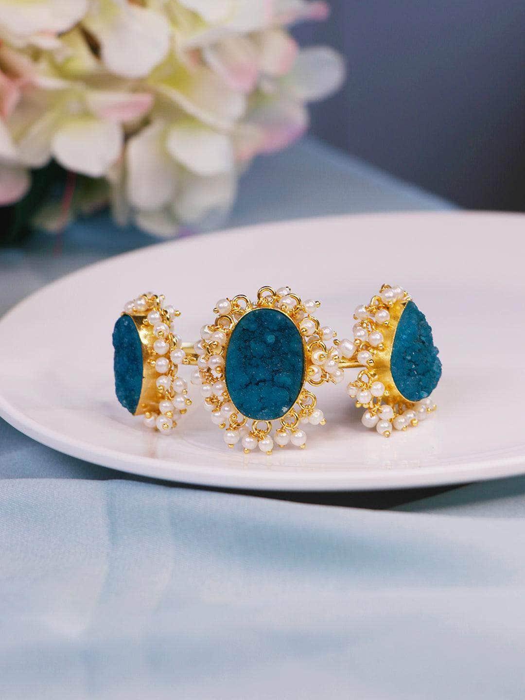 Ishhaara Malachite Hand Cuff Aqua Blue