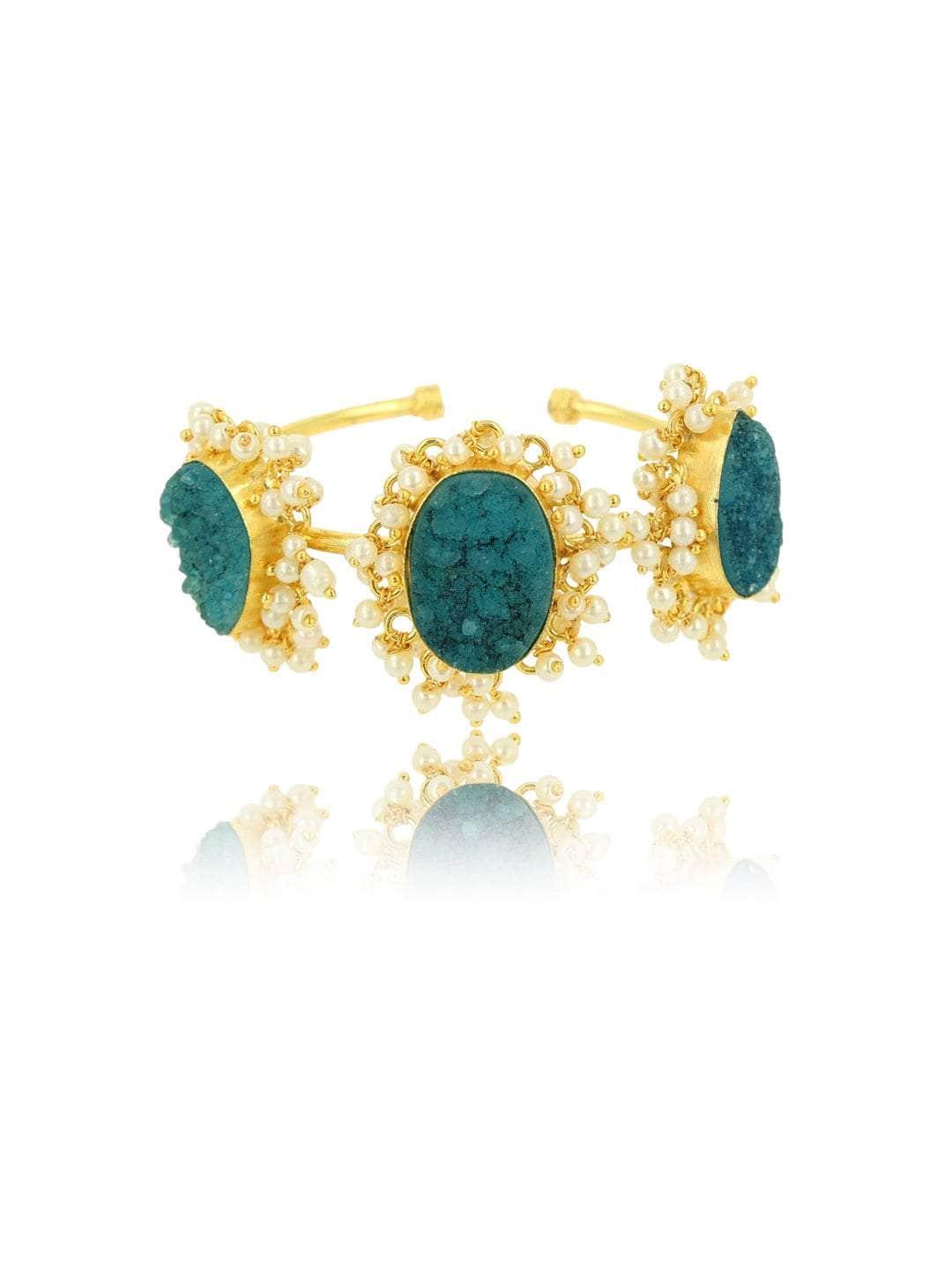 Ishhaara Malachite Hand Cuff Aqua Blue