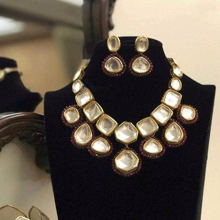 Ishhaara Big Kundan Necklace With Long Earring