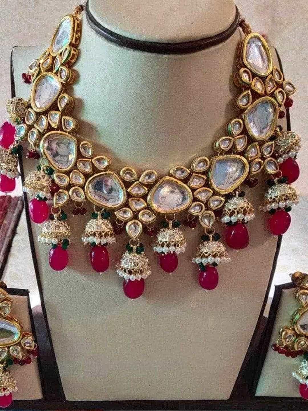 Ishhaara Maroon Bridal Jumki Necklace
