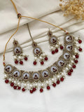 Ishhaara Maroon Elegant Kundan And Meenakari Choker Necklace