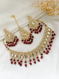 Ishhaara Maroon Mirror And Kundan Studded Choker Necklace