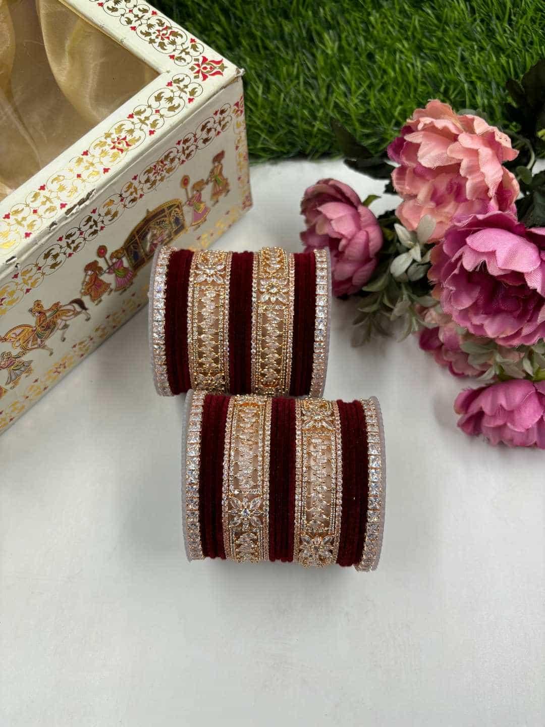 Ishhaara Maroon Red And Gold Rajwadi Bridal Chooda
