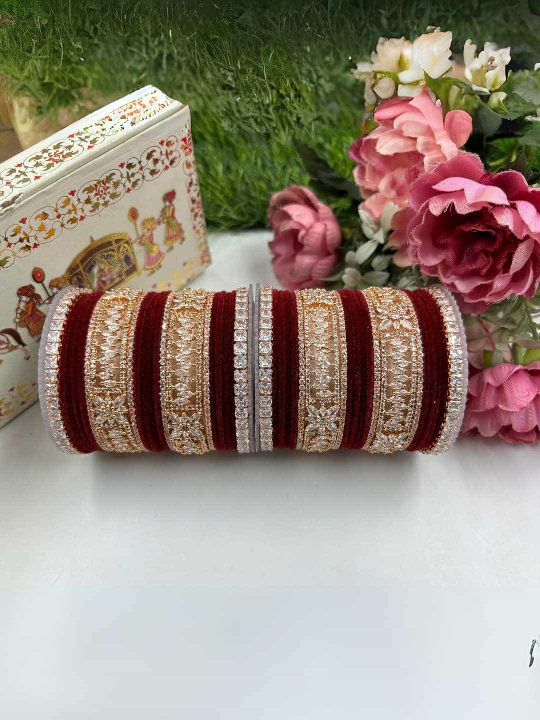 Ishhaara Maroon Red And Gold Rajwadi Bridal Chooda