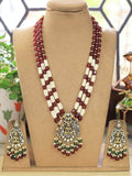 Ishhaara Maroon Royal Long Necklace With Earrings