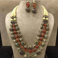 Ishhaara Stone Gunmetal Beads Necklace