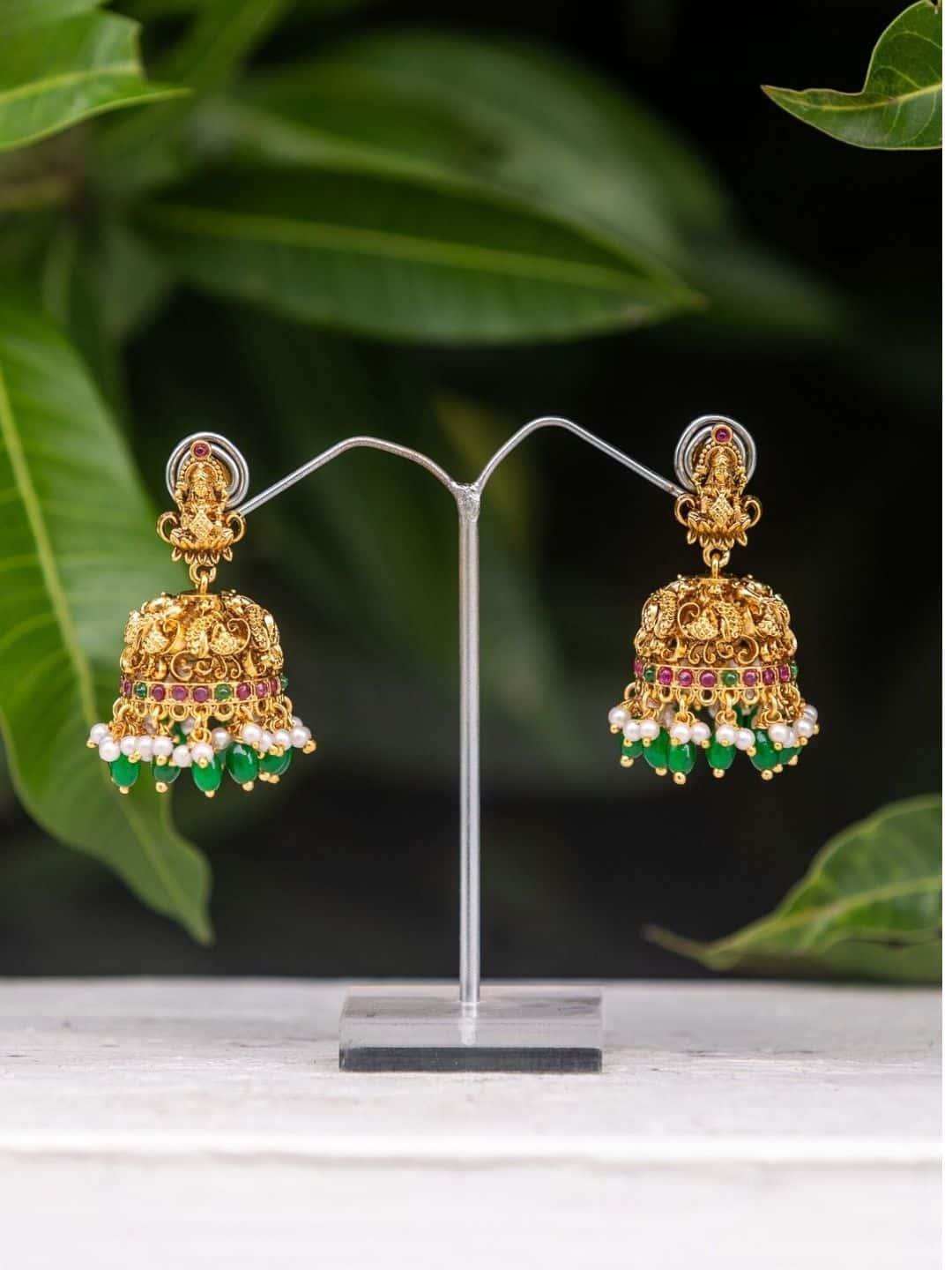 Ishhaara Matte Finish Kemp Green Lakshmi Jhumka