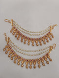 Ishhaara Matte Finish Kemp Green Mango Pearl Earrings Side Chain