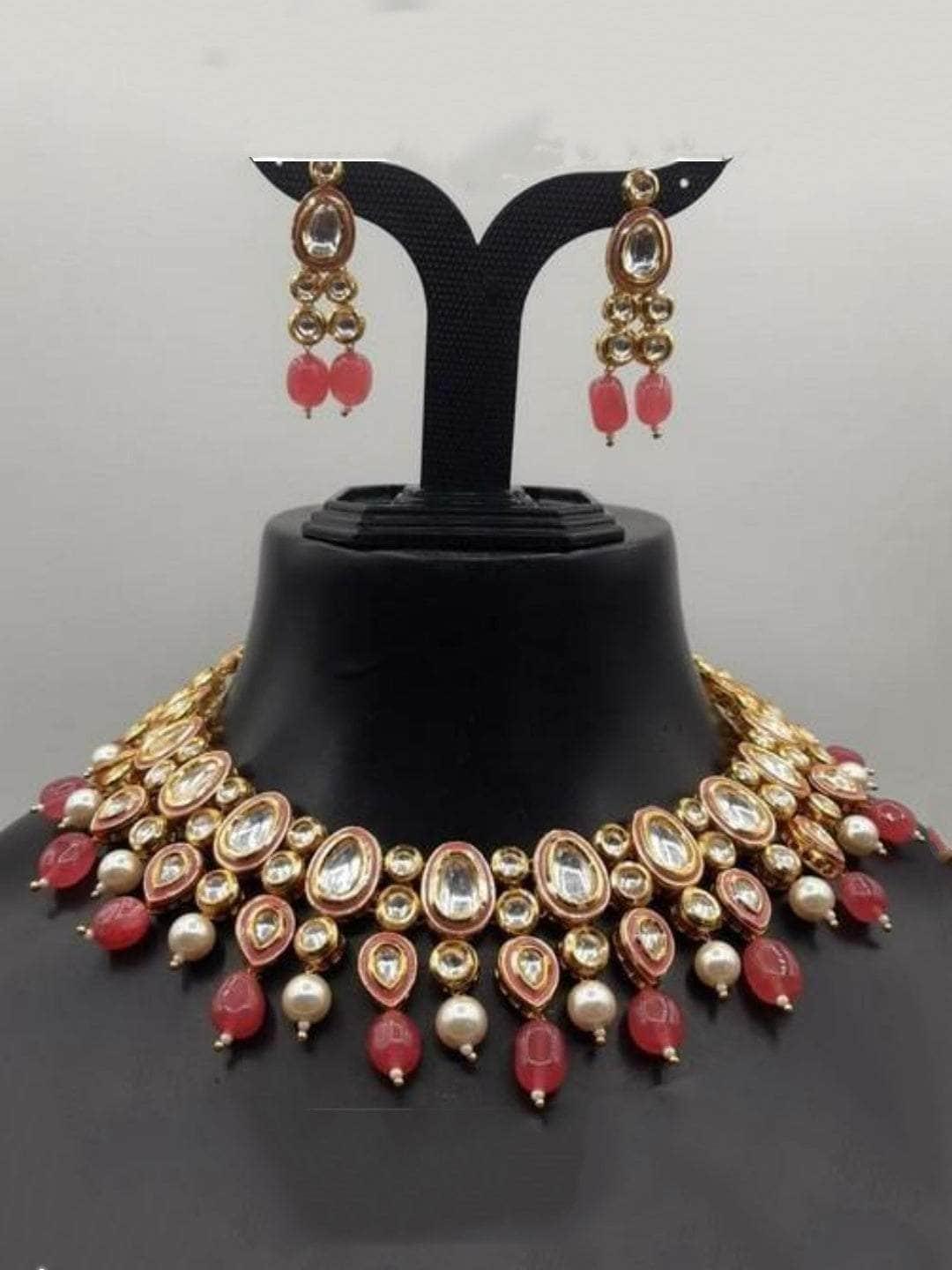 Ishhaara Meena Kundan Peach Set