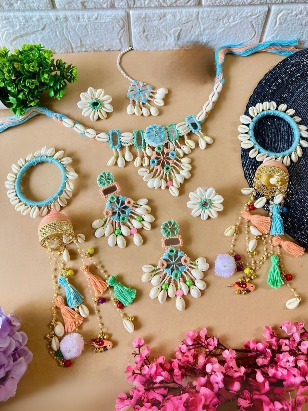 Cowrie Shells Jewellery Shop Buy Mirror Work And Cowrie Shell