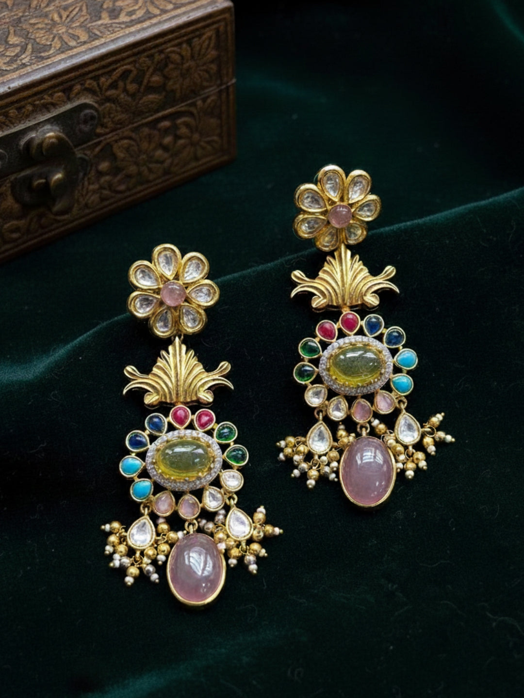 Ishhaara Moissanite Chandelier Earrings With Doublet Stone