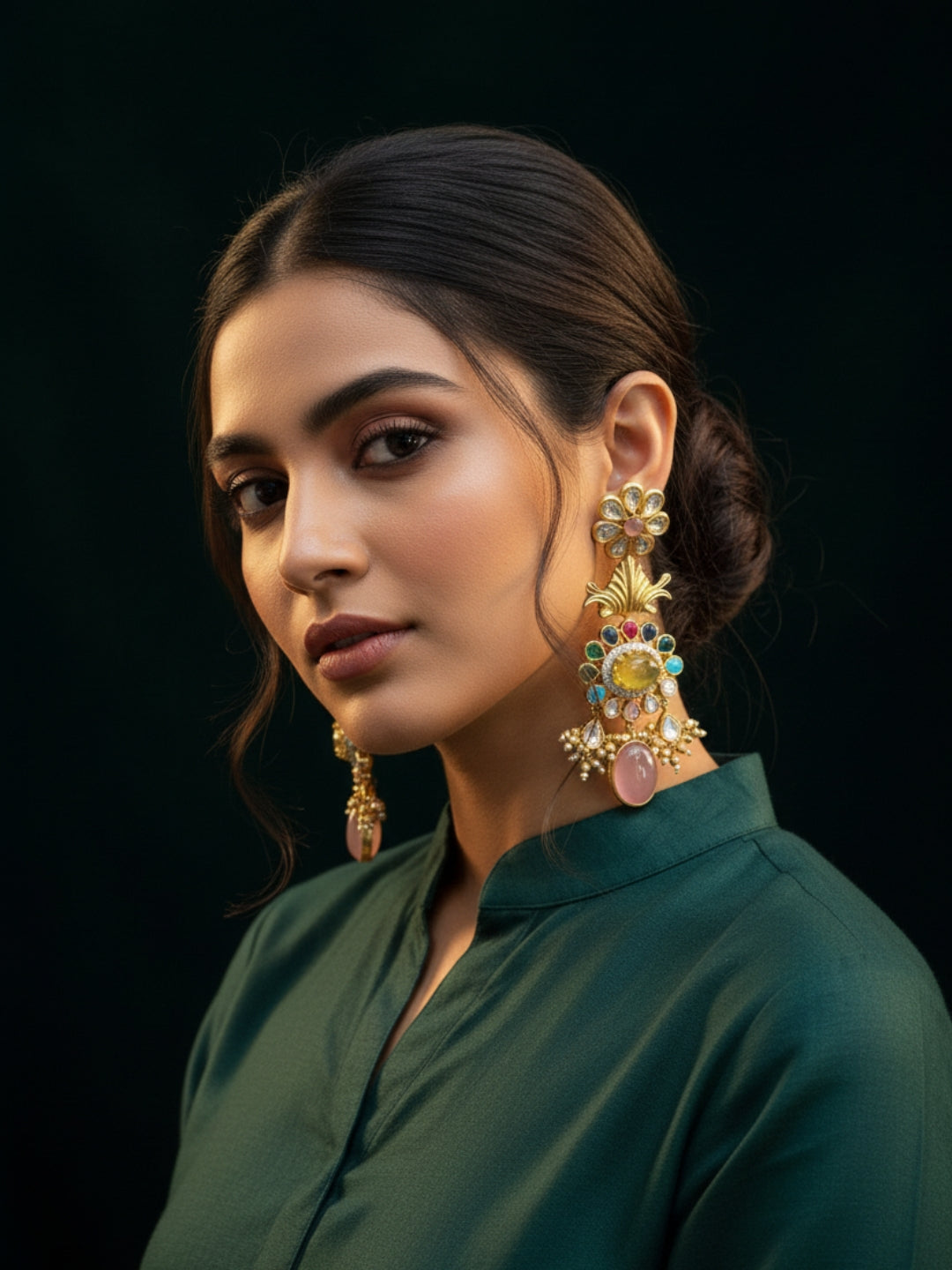 Ishhaara Moissanite Chandelier Earrings With Doublet Stone