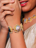 Ishhaara Mother Of Pearl And Australian Ablony Hand Cuff Blue