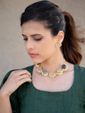 Ishhaara Multi Color Druze Necklace Set-Multi Color