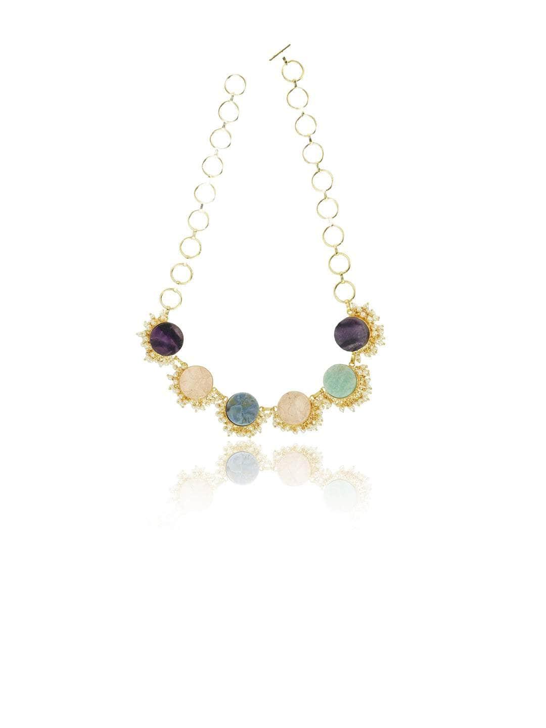 Ishhaara Multi Color Druze Necklace Set Multi Color