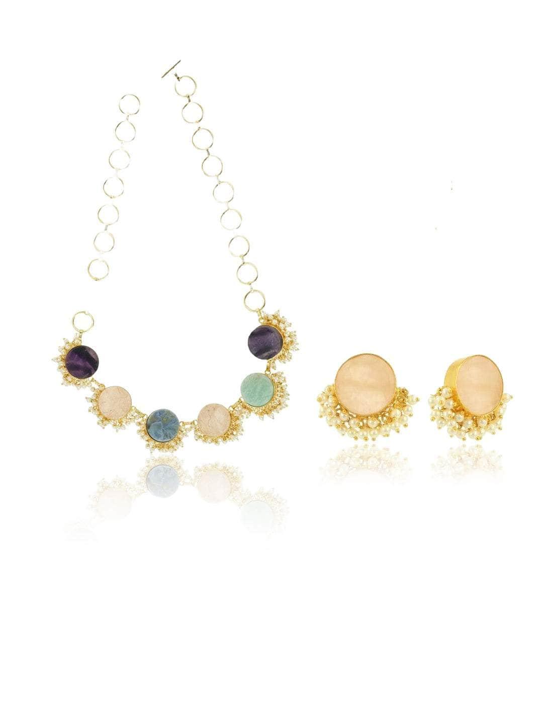 Ishhaara Multi Color Druze Necklace Set Multi Color