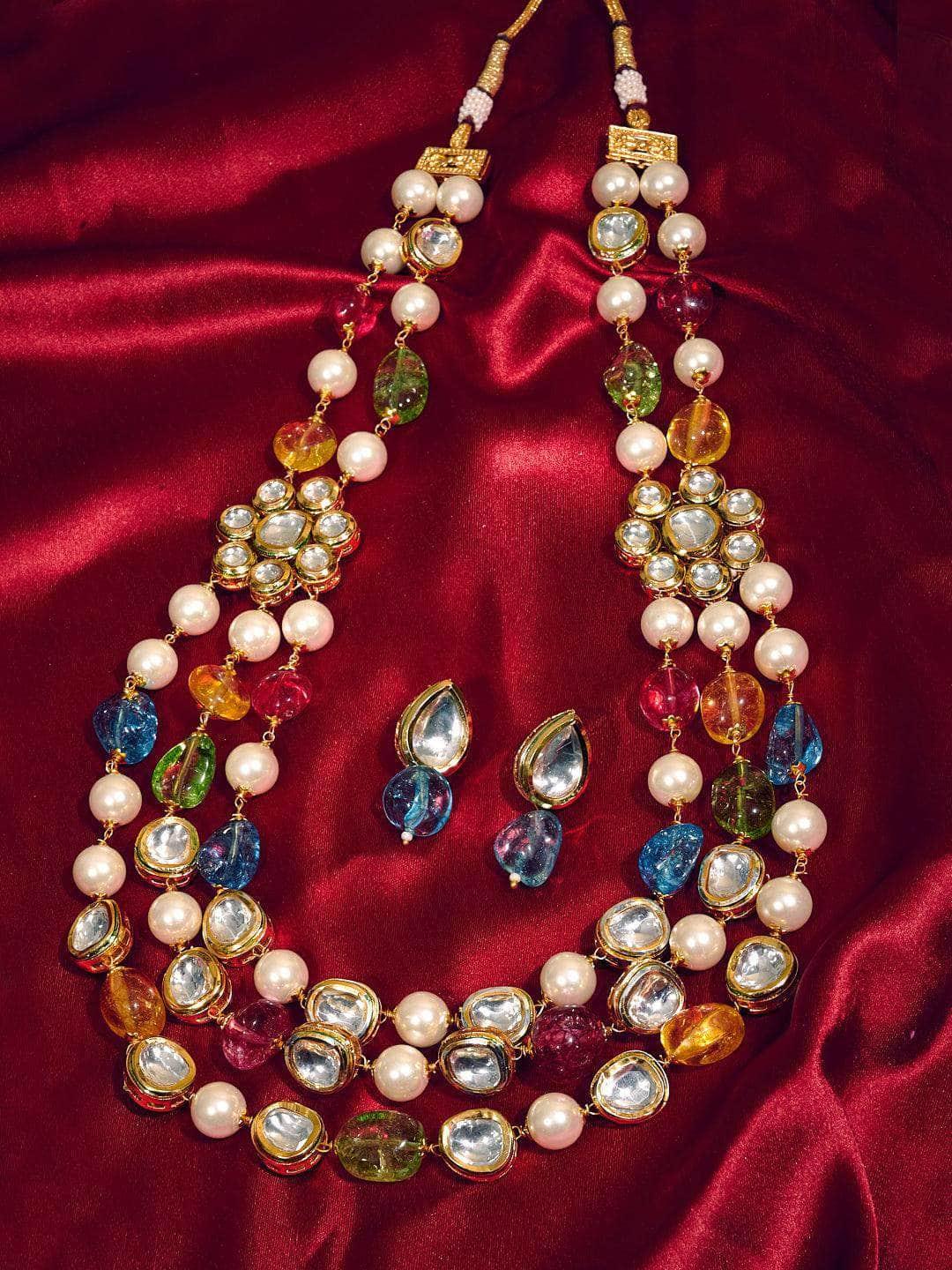 Ishhaara Multi Colored Triple Layered Necklace
