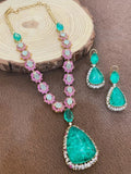 Ishhaara Multicolor Elegant Doublet Stone And Ad Studded Long Necklace
