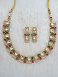 Ishhaara Multicolor Gold Plated Polki Kundan Studded Choker