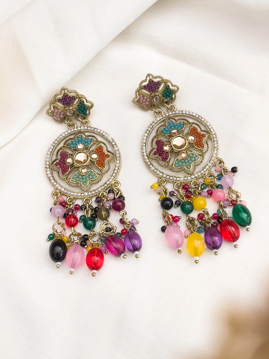 Ishhaara Multicolor Gold Plated Traditional Handcrafted Earrings