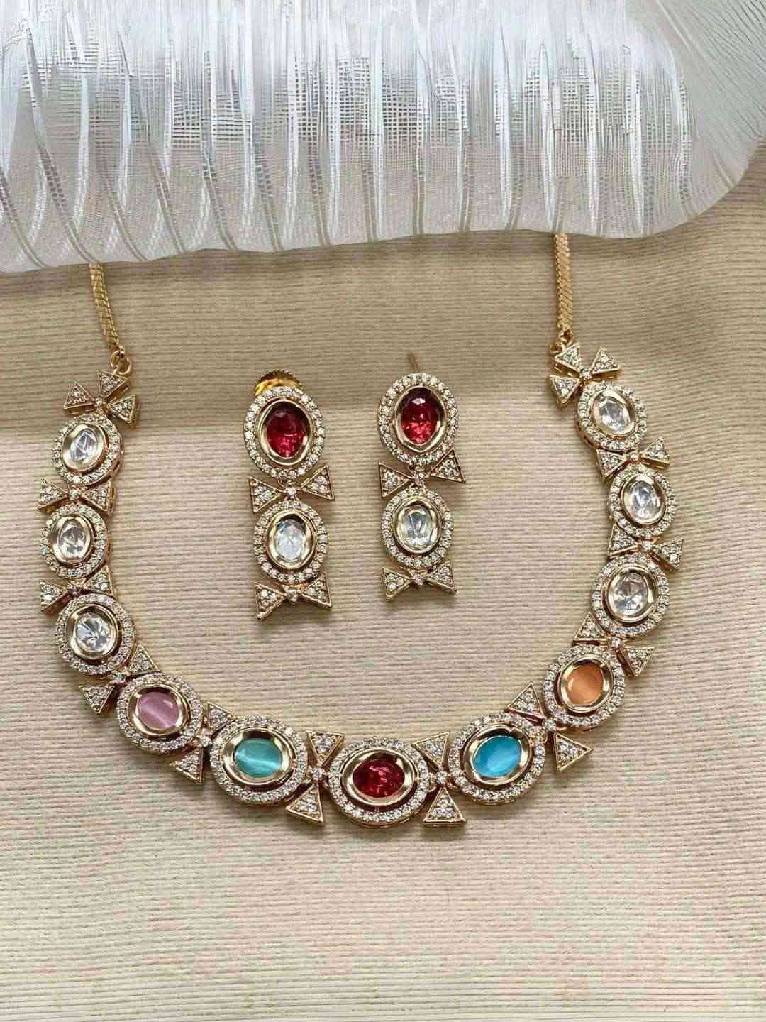 Indian Zircon Necklace Set - Main Image