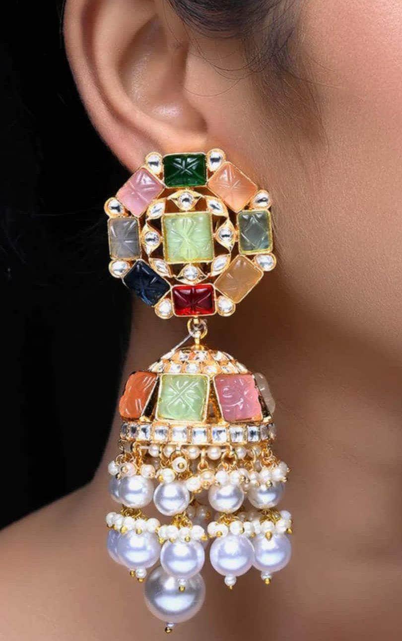 Ishhaara Multicolor Pearly Drop Jumka