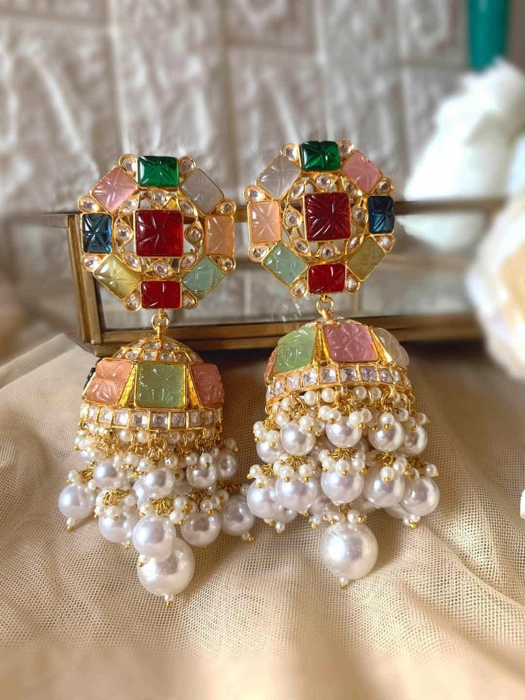 Ishhaara Multicolor Pearly Drop Jumka