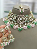 Ishhaara Multicolor Victorian Floral Shaped Polki Kundan Necklace