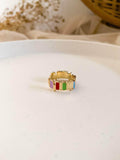 Ishhaara Multicolored Golden Plated Vertical Strip Adjustable Ring