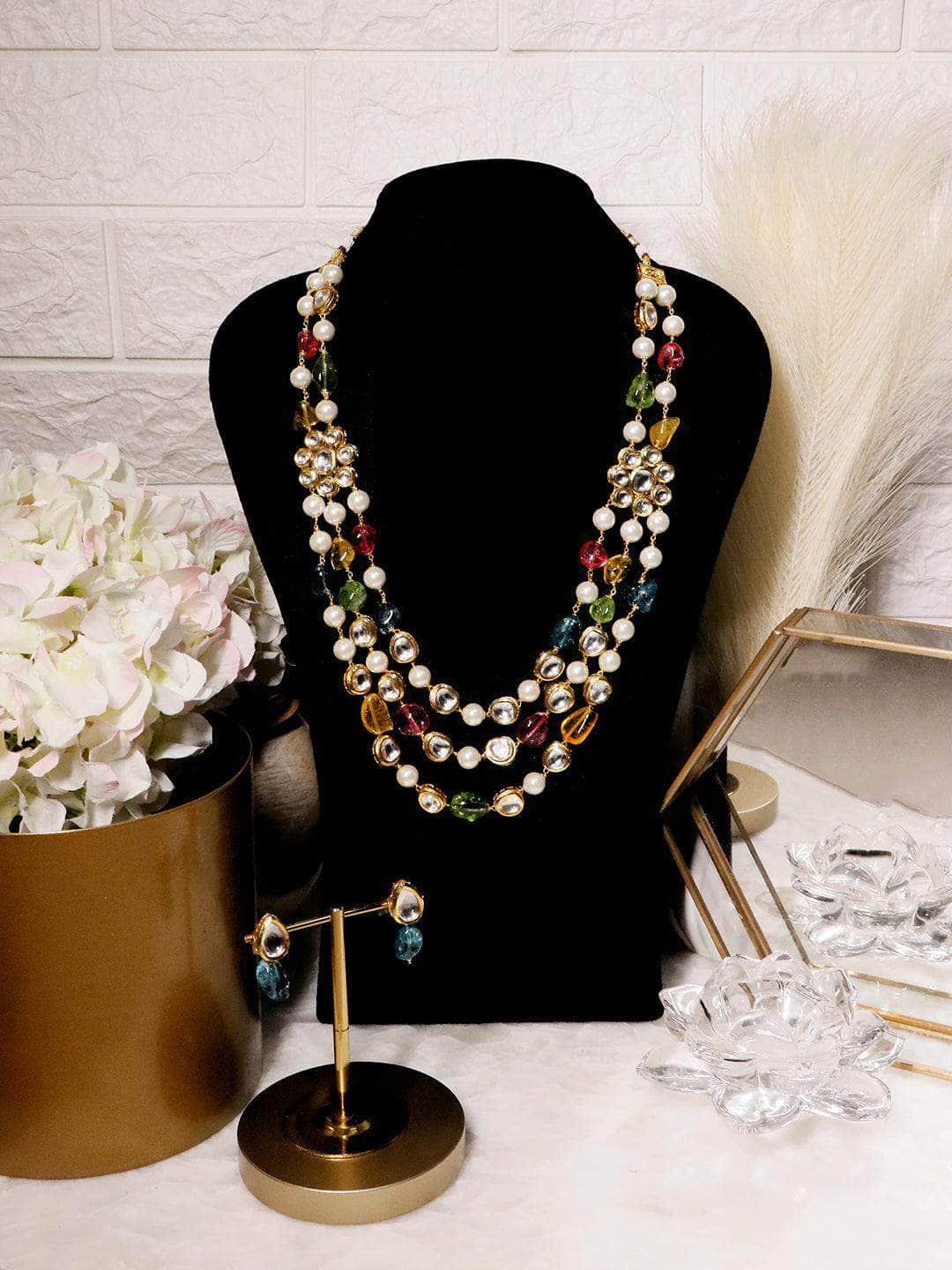 Ishhaara Multi Colored Triple Layered Necklace