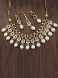 Ishhaara Stephanie Timmins In Ad Kundan Drop Pearls Necklace Set