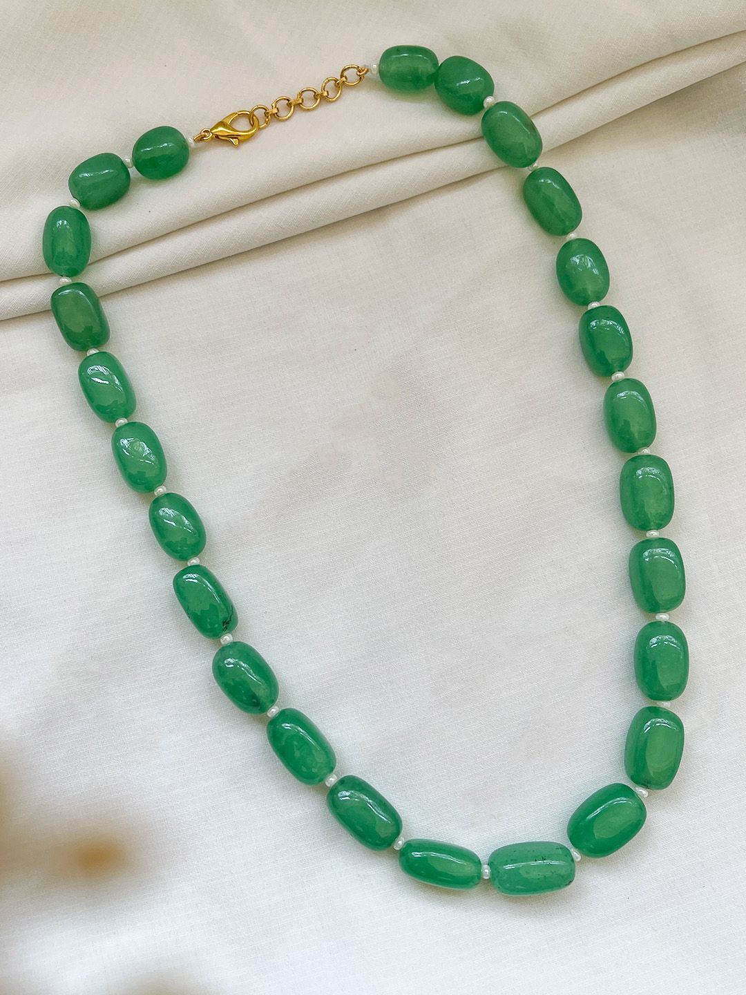 Ishhaara Natural Green Aventurine Crystal Tumbled Necklace