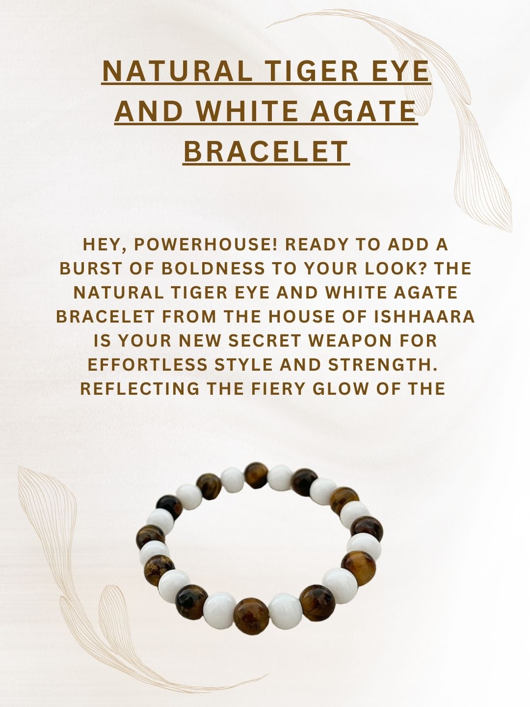 Ishhaara Natural Tiger Eye And White Agate Bracelet