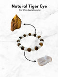 Ishhaara Natural Tiger Eye And White Agate Bracelet